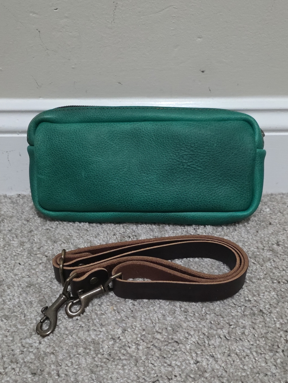 Go Forth Goods GFG Top Zip Fanny Pack Bag With Strap Pine Green Bison